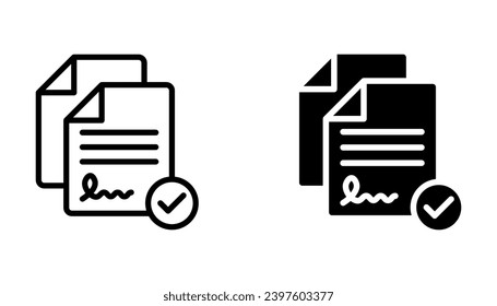 Approval icon, document accredited, authorized agreement, thin line symbol for web and mobile design, vector illustration on white background