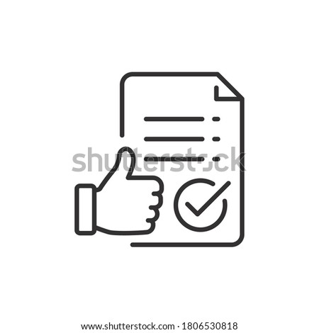 Approval icon, document accredited, authorized agreement, thin line symbol for web and mobile phone on white background - editable stroke vector illustration eps 10