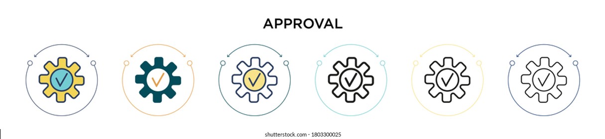 Approval icon in filled, thin line, outline and stroke style. Vector illustration of two colored and black approval vector icons designs can be used for mobile, ui, web