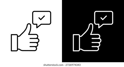 Approval Icon Set. Clean Line Design With Light And Dark Versions For Versatile Use.