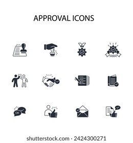 Approval icon set.vector.Editable stroke.linear style sign for use web design,logo.Symbol illustration.