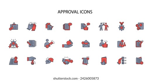 Approval icon set.vector.Editable stroke.linear style sign for use web design,logo.Symbol illustration.