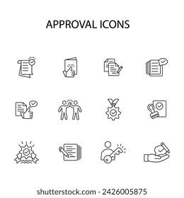 Approval icon set.vector.Editable stroke.linear style sign for use web design,logo.Symbol illustration.