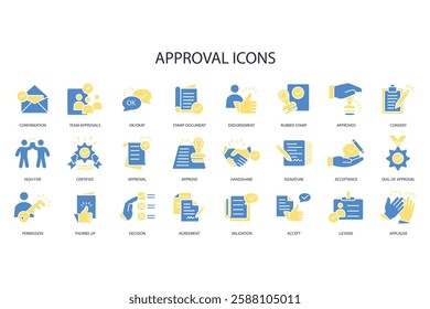 Approval icon set.vector.Editable stroke.linear style sign for use web design,logo.Symbol illustration.