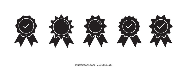 approval icon. star medal icon symbol vector on white background. editable