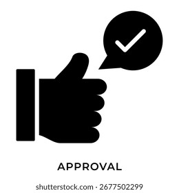 Icono de Aprobación: pulgar hacia arriba con marca de verificación para validación y Comentarios positivo