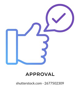 Icono de Aprobación: pulgar hacia arriba con marca de verificación para validación y Comentarios positivo
