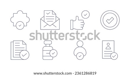 Approval icons. editable stroke. Containing best practice, choose, approval, approve, accept, check, cv.