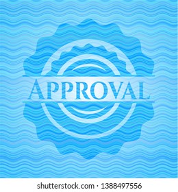 Approval light blue water wave emblem background. Vector Illustration. Detailed.