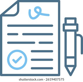 Approval Line Two Colour Icon