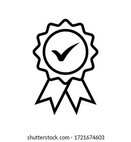 approval medal icon symbol vector on white background. award icon. editable