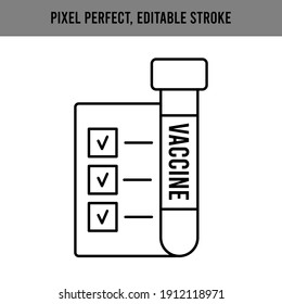 Approbation sur une icône de feuille de papier pour la conception Web. Cochez l'icône vectorielle. Symbole hiérarchique. Liste des vaccins, médicaments et médicaments approuvés. Isolé sur fond blanc. Barrage modifiable. 