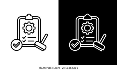 Approval Outline White Icon Set Design