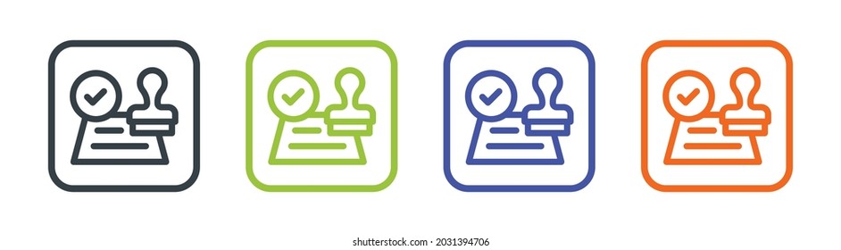 Approval, permission, confirmation symbol. Stamp icon