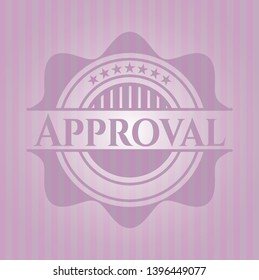 Approval pink emblem. Retro. Vector Illustration. Detailed.