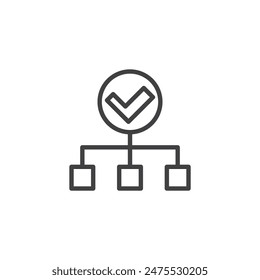 Aprobación Icono de línea de proceso. signo de estilo lineal para concepto móvil y Diseño web. Diagrama de flujo con un Vector de contorno de marca de verificación. Símbolo, ilustración del logotipo. Vector gráfico