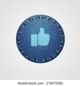 Approval in Realistic Denim Icon Isolated on White Background