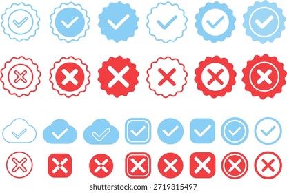 Genehmigung, Ablehnung, Häkchen, Kreuz, ui, ux, Web, App, Schaltfläche, bestätigen, abbrechen, akzeptieren, ablehnen, Schnittstelle, Symbol, Symbol, Status, Warnung.