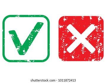 Approval and rejection rubber stamp texture. Vector rubber seal mark, stamp imprint illustration