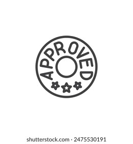 Aprobación Icono de línea de sello. signo de estilo lineal para concepto móvil y Diseño web. Icono de Vector de contorno de texto aprobado. Símbolo, ilustración del logotipo. Vector gráfico
