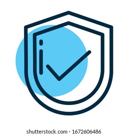 approval shield, line style icon vector illustration design
