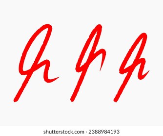 Approval sign with red. Set of hand drawn initial sign to giving scores.