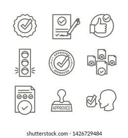 Approval and Signature Icon Set with Stamp and version icons