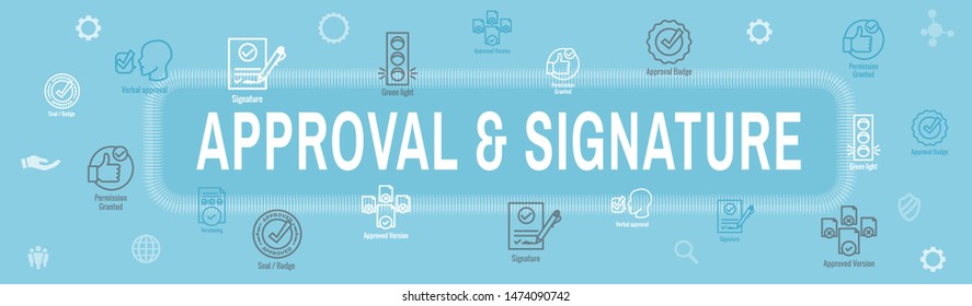Approval & Signature Icon Set and Web Header Banner