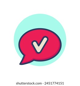 Approval in speech bubble line icon. Ok, tick, checkmark outline sign. Check marks and business concept. Vector illustration symbol element for web design and apps