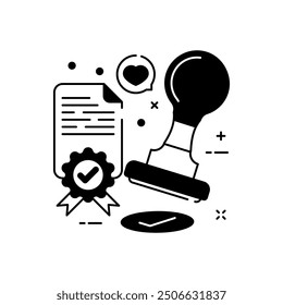 Approval Stamp Glyph Icon, Vector illustration