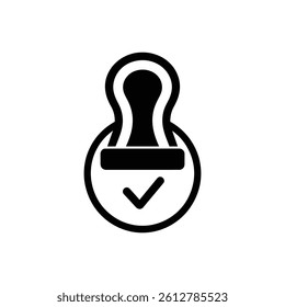 Approval Stamp Icon with Check Mark, Document Validation Symbol, Official Seal Design