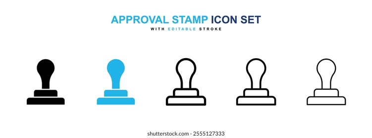 Approval stamp icon collection in black and blue colors