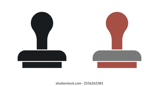 Approval stamp icon set in black and colored versions.
