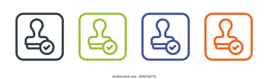 Approval stamp icon set. Stamper vector illustration