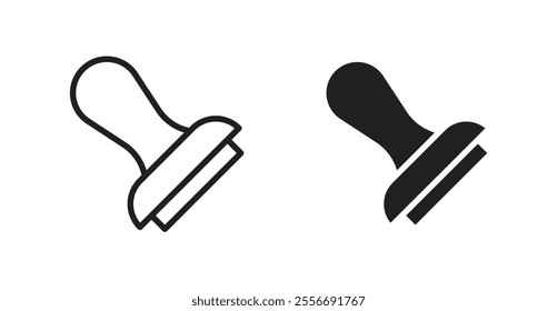 Approval stamp icon set in Thin line black color.