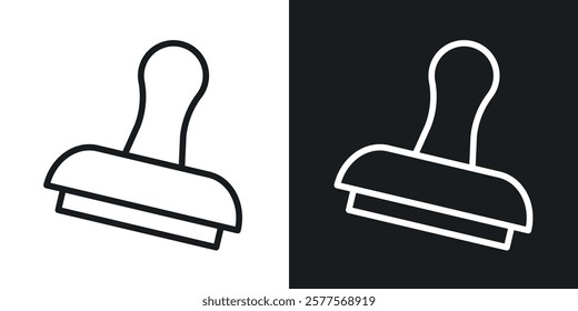 Approval stamp icons in thin black and white stroke liner style