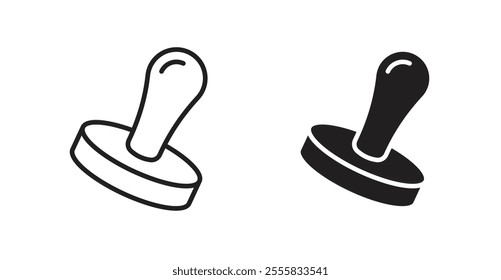 Approval stamp outlined and solid icon vector collection.