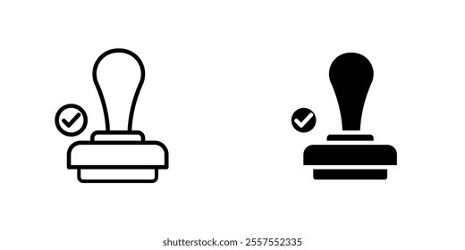 Approval stamp outlined and solid icon vector collection.