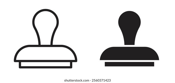 Approval stamp vector icon set in black color.