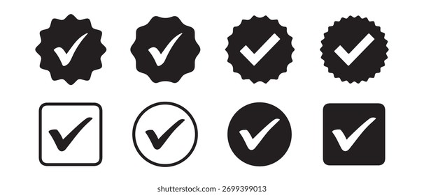 Approval Symbol Pack. Black Checkmarks in Diverse Shapes