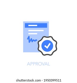 Approval symbol with a signed document and check mark symbol. Easy to use for your website or presentation.