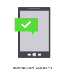 Approval text message illustrated on white background
