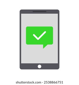 Approval text message illustrated on white background