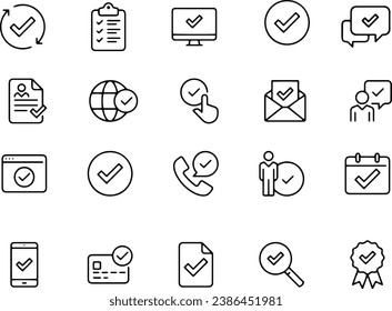 Approval - thin line vector design icon set