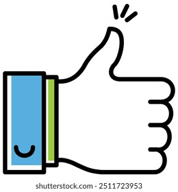 Approval Thumbs Up Hand Vector Icon Design with Editable Stroke, okay, support, affirmation, good, thumbs-up