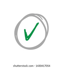 Approval tick doodle, hand drawn checkmark