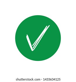 Approval tick doodle, hand drawn checkmark