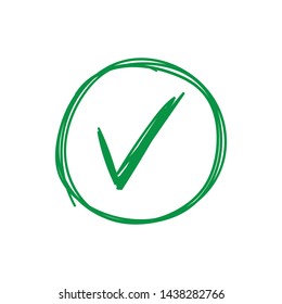 Approval tick doodle, hand drawn checkmark