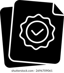 Zulassungsvektordesign im modernen Stil, verifiziertes Dokument- und Bestätigungskonzept, Business Validation Illustration. Glyphensymbol