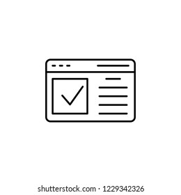 Approval, writing, check mark icon. Element of editorial design icon. Thin line icon for website design and development, app development. Premium icon